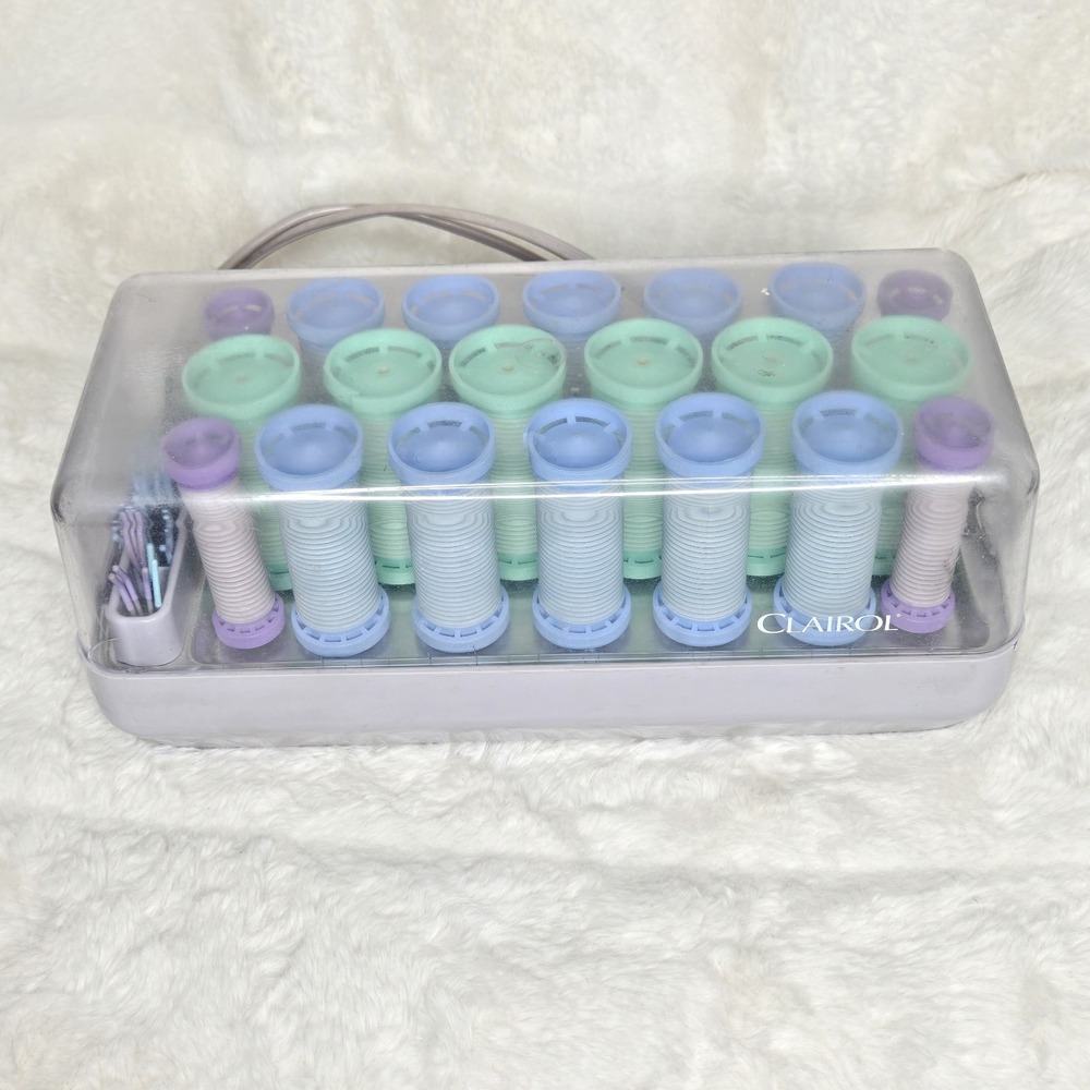 Clairol R-20-1 Hair Hot Rollers Set W All Clips 100% Complete WORKS Vtg Curlers